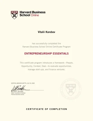 Harvard Business Essentials Vitalii Korobov LL.M1