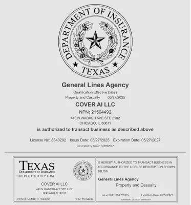Texas Cover AI LLC Insurance Agency licensed